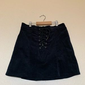 Corduroy lace up fall skirt
